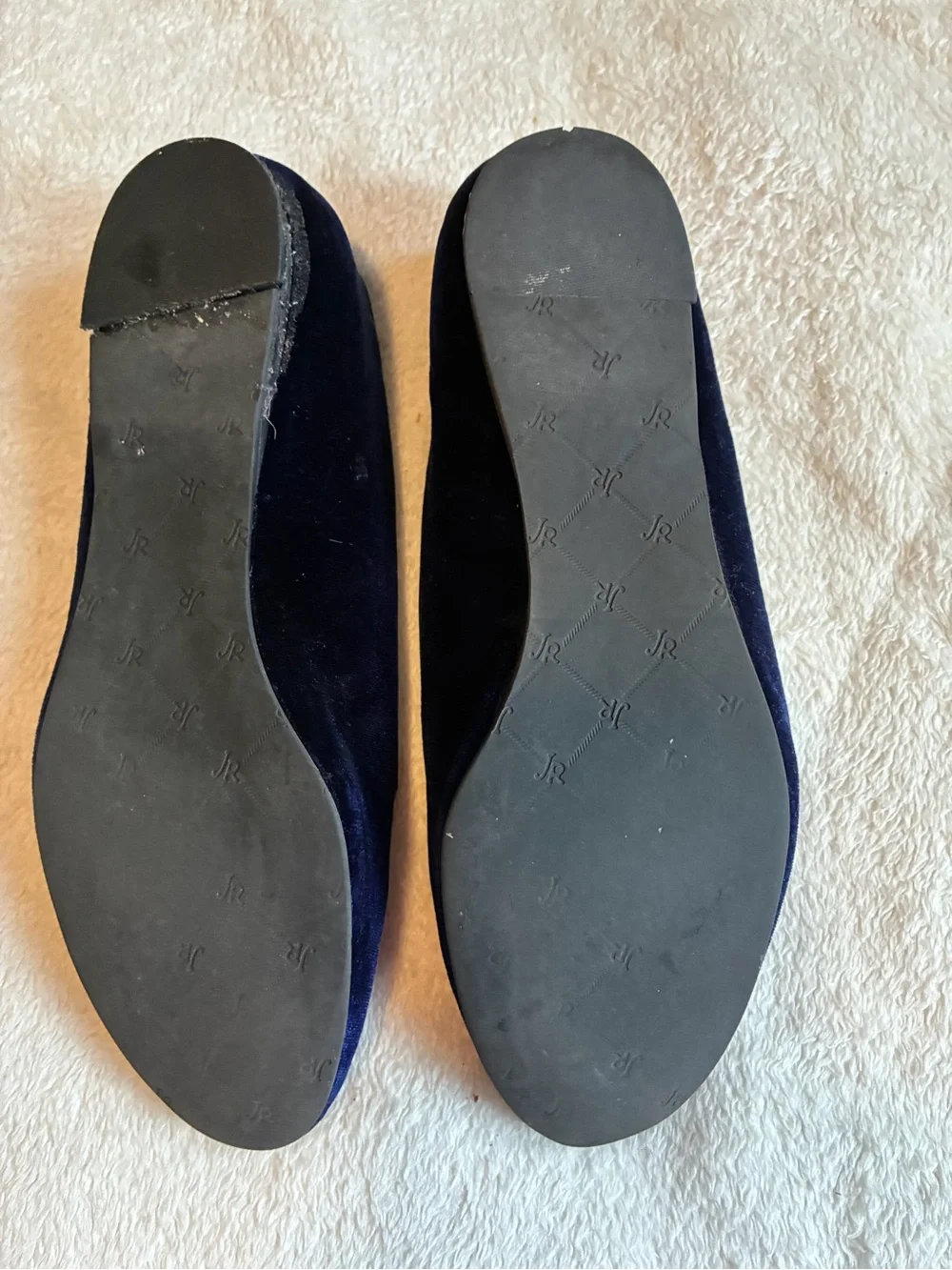 Jack Rogers Navy Velvet Embroidered Loafers with Blue Motif
